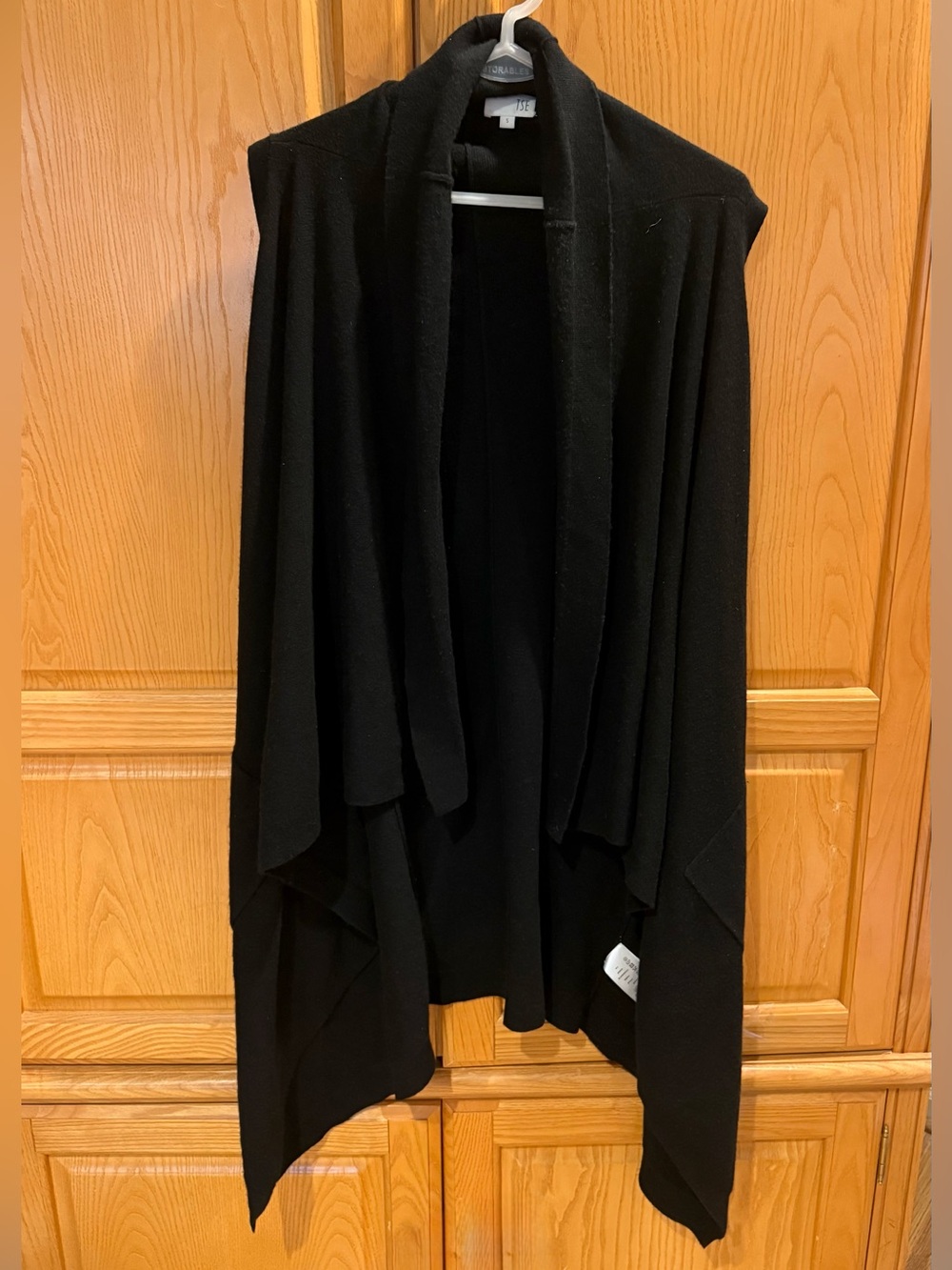 TSE Women's Sleeveless Black 100% Cashmere Open Cardigan Duster Sweater Size S
